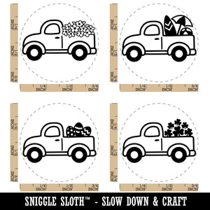 Cute Trucks Flowers Easter Eggs Shamrocks Summer Rubber Stamp Set for Stamping Crafting Planners
