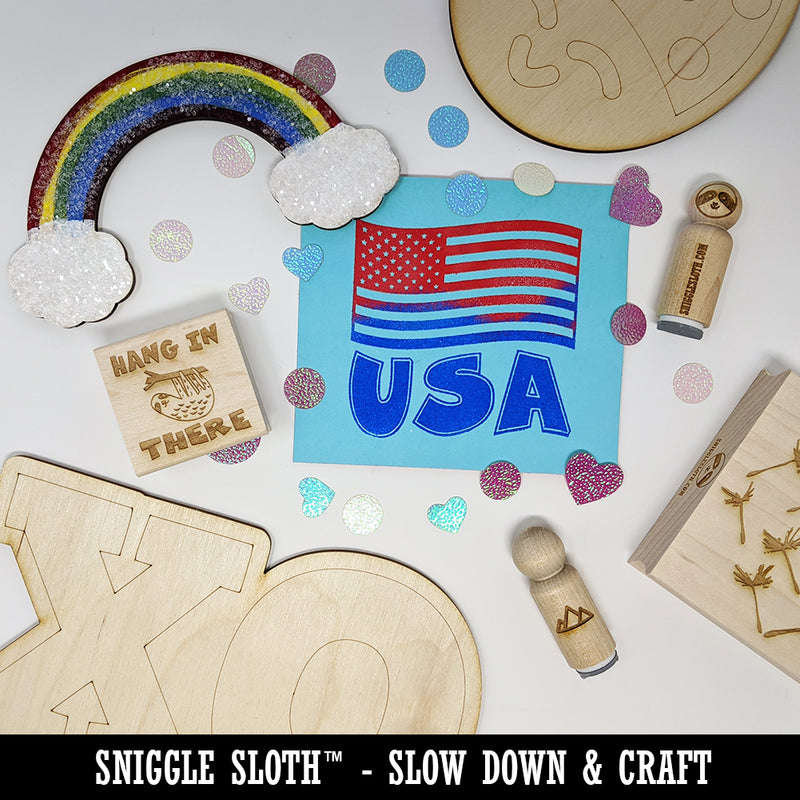 Made in the USA with Flag Square Rubber Stamp for Stamping Crafting