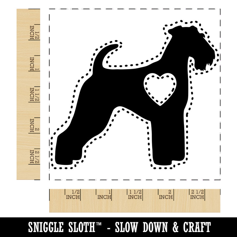 Airedale Terrier Bingley Waterside Dog with Heart Square Rubber Stamp for Stamping Crafting