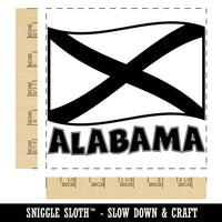 Alabama with Waving Flag Cute Square Rubber Stamp for Stamping Crafting