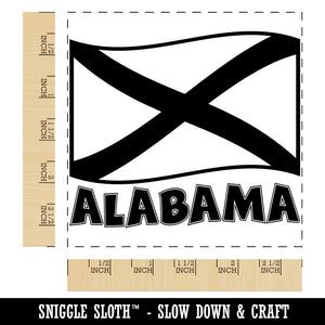 Alabama with Waving Flag Cute Square Rubber Stamp for Stamping Crafting