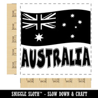 Australia with Waving Flag Cute Square Rubber Stamp for Stamping Crafting