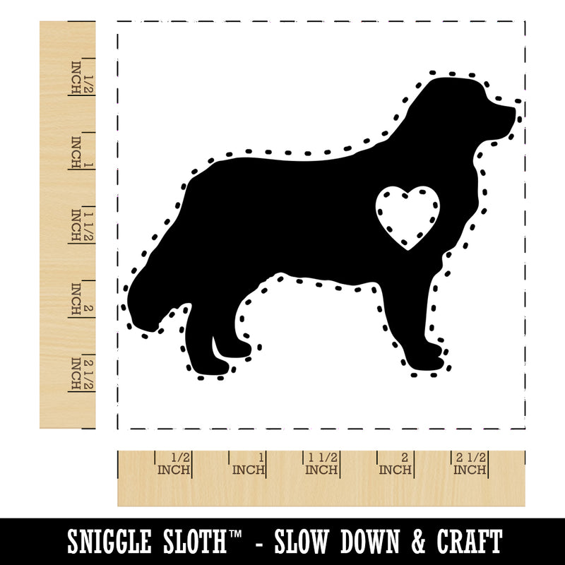 Bernese Mountain Dog with Heart Square Rubber Stamp for Stamping Crafting