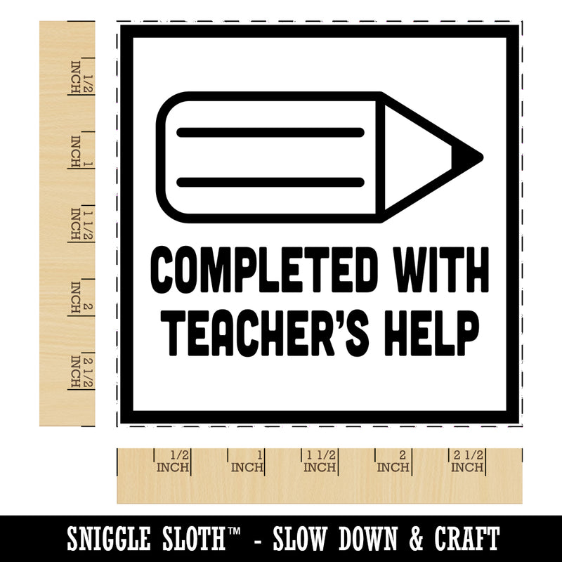 Completed with Teacher's Help Pencil Motivation Square Rubber Stamp for Stamping Crafting