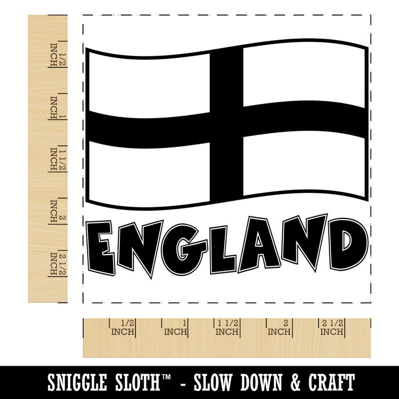England with Waving Flag Cute Square Rubber Stamp for Stamping Crafting