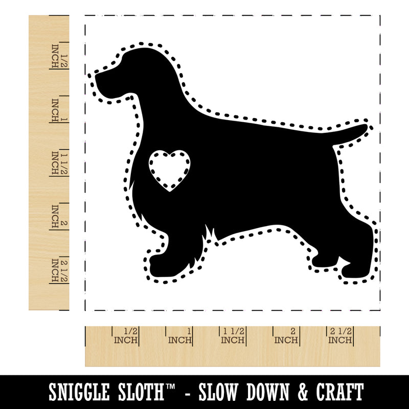 English Cocker Spaniel Dog with Heart Square Rubber Stamp for Stamping Crafting