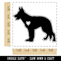 German Shepherd Dog with Heart Square Rubber Stamp for Stamping Crafting