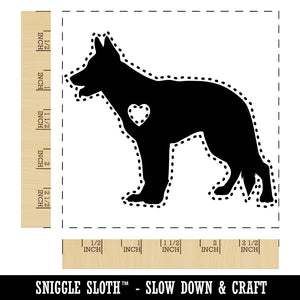 German Shepherd Dog with Heart Square Rubber Stamp for Stamping Crafting