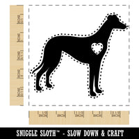 Greyhound Dog with Heart Square Rubber Stamp for Stamping Crafting