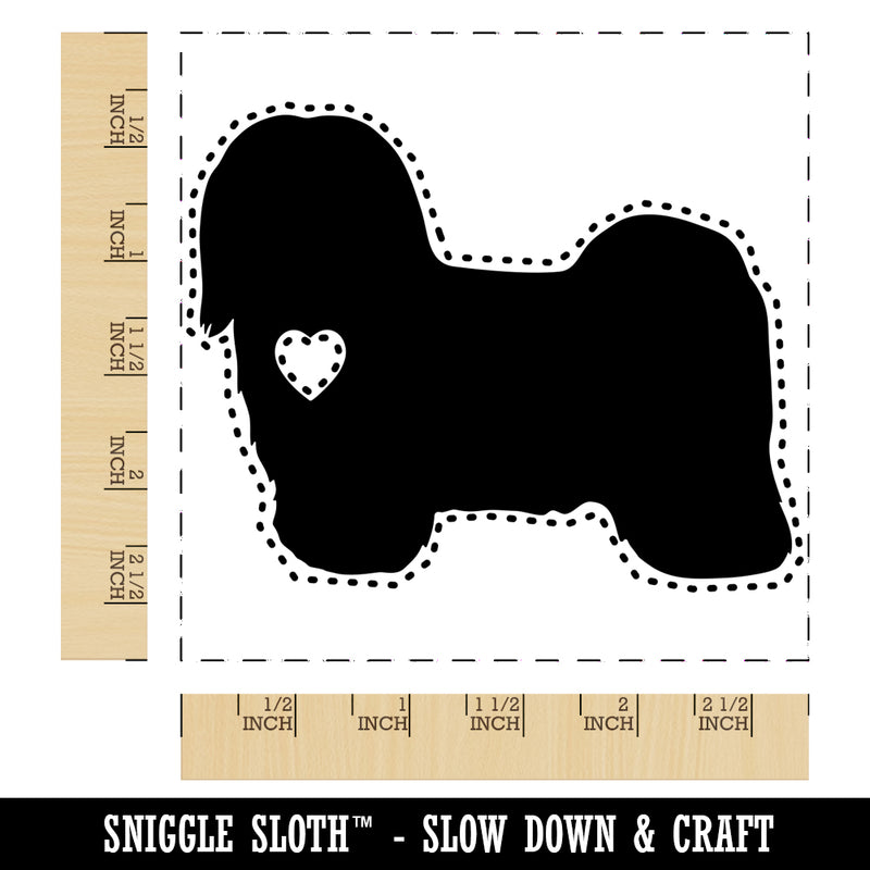 Havanese Dog with Heart Square Rubber Stamp for Stamping Crafting