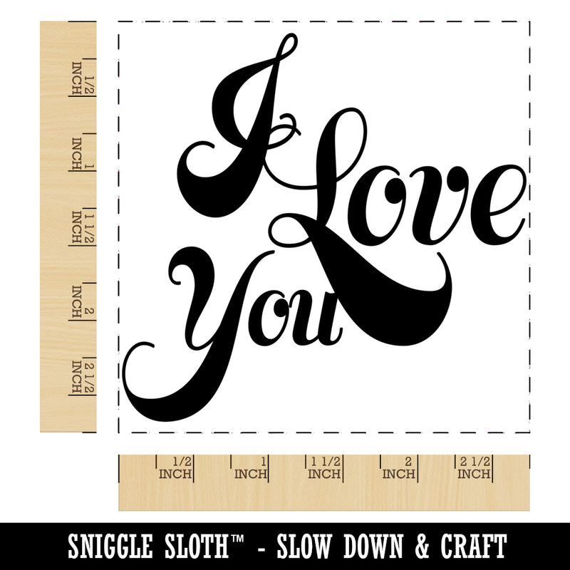 I Love You Elegant Text Square Rubber Stamp for Stamping Crafting