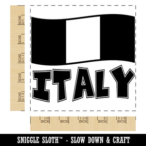 Italy with Waving Flag Cute Square Rubber Stamp for Stamping Crafting