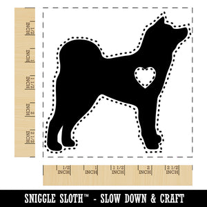 Japanese Akita Dog with Heart Square Rubber Stamp for Stamping Crafting