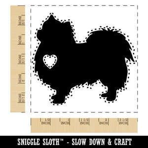Long Coat Chihuahua Dog with Heart Square Rubber Stamp for Stamping Crafting