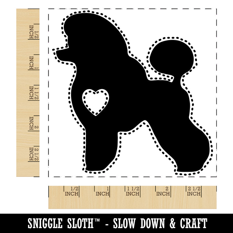 Miniature Poodle Dog with Heart Square Rubber Stamp for Stamping Crafting