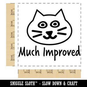 Much Improved Happy Cat Face Teacher Motivation Square Rubber Stamp for Stamping Crafting
