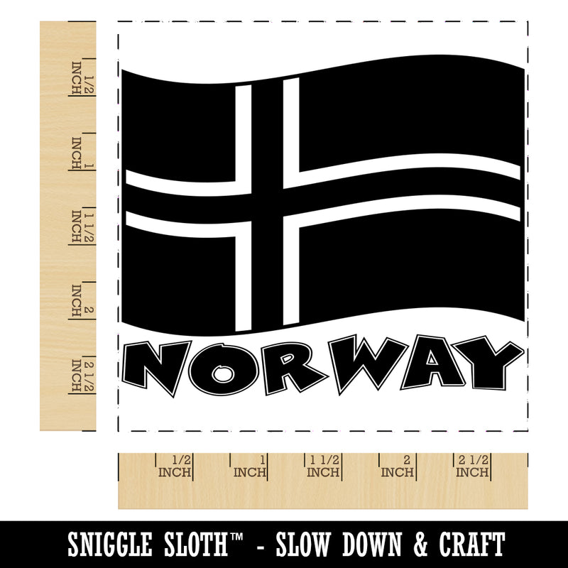 Norway with Waving Flag Cute Square Rubber Stamp for Stamping Crafting