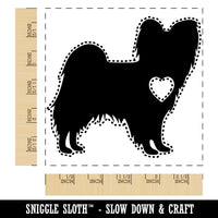 Papillon Continental Toy Spaniel Dog with Heart Square Rubber Stamp for Stamping Crafting