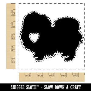 Pekingese Dog with Heart Square Rubber Stamp for Stamping Crafting