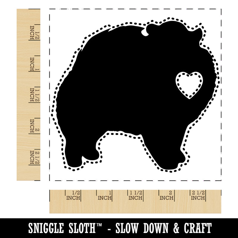 Pomeranian Dog with Heart Square Rubber Stamp for Stamping Crafting