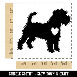 Rough Coated Jack Russell Terrier Parson Dog with Heart Square Rubber Stamp for Stamping Crafting