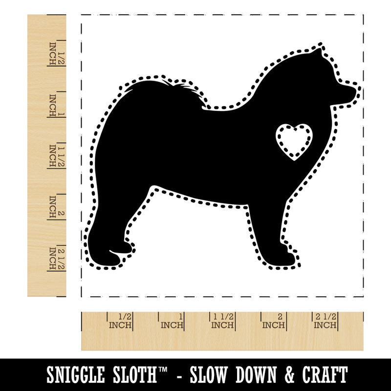 Samoyed Dog with Heart Square Rubber Stamp for Stamping Crafting