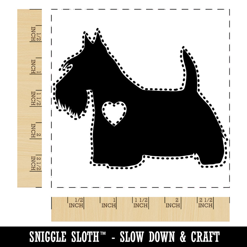 Scottish Terrier Scottie Dog with Heart Square Rubber Stamp for Stamping Crafting