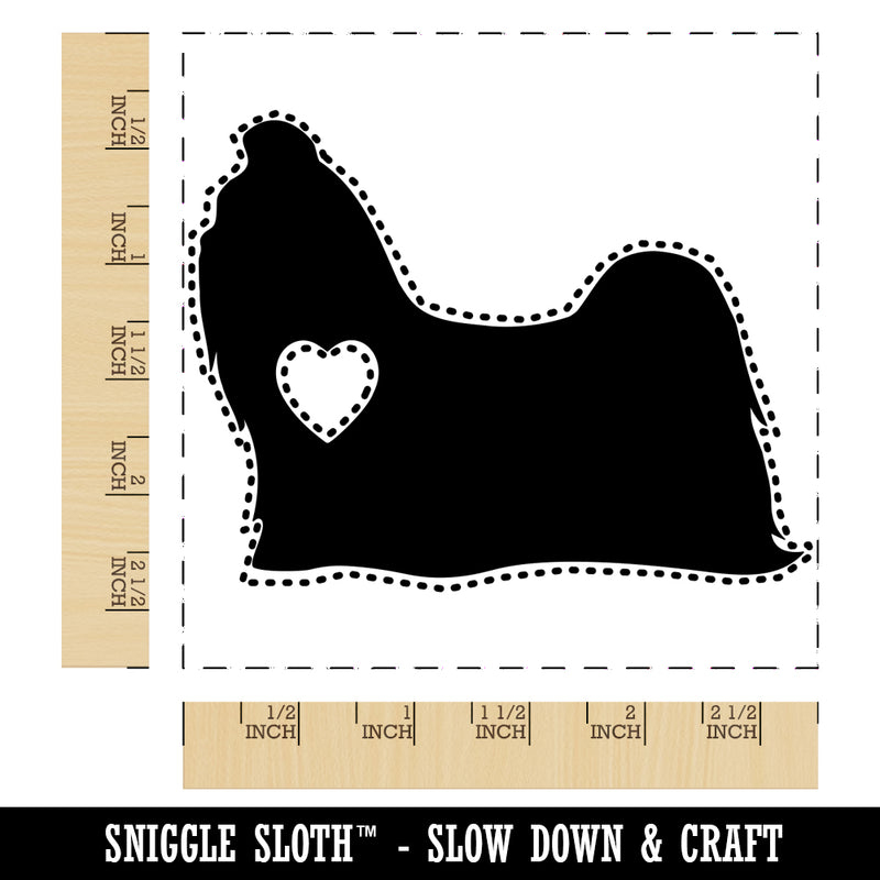 Shih Tzu Dog with Heart Square Rubber Stamp for Stamping Crafting