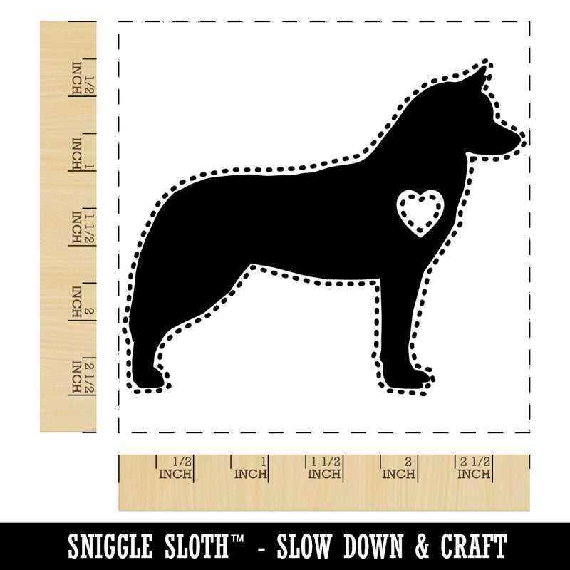 Siberian Husky Dog with Heart Square Rubber Stamp for Stamping Crafting