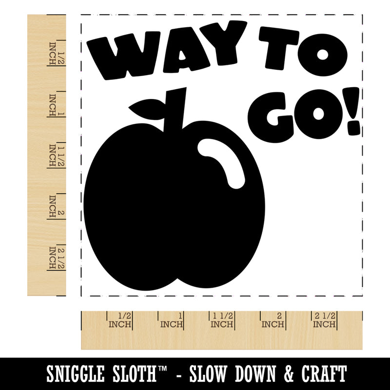 Way to Go with Apple Teacher Motivation Square Rubber Stamp for Stamping Crafting