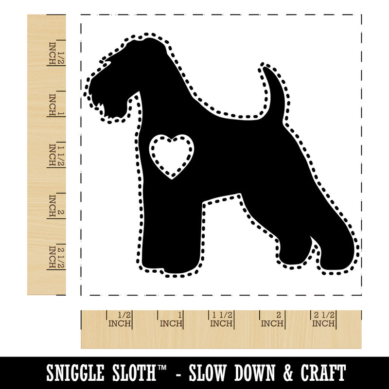 Welsh Terrier Dog with Heart Square Rubber Stamp for Stamping Crafting