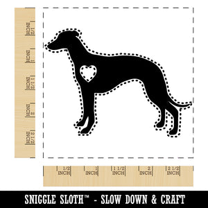Whippet Dog with Heart Square Rubber Stamp for Stamping Crafting