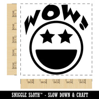 Wow with Happy Face Star Eyes Teacher Motivation Square Rubber Stamp for Stamping Crafting