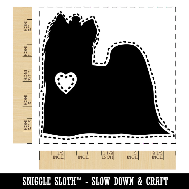 Yorkie Yorkshire Terrier Dog with Heart Square Rubber Stamp for Stamping Crafting