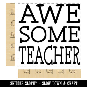 Awesome Teacher Fun Text Square Rubber Stamp for Stamping Crafting