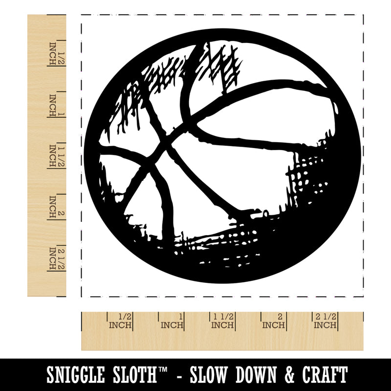 Basketball Sketch Square Rubber Stamp for Stamping Crafting