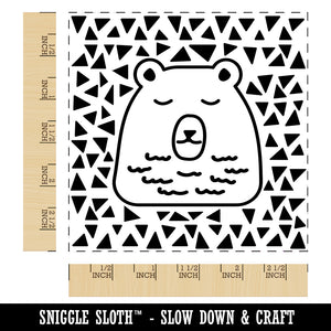 Bear Sleeping Doodle Square Rubber Stamp for Stamping Crafting