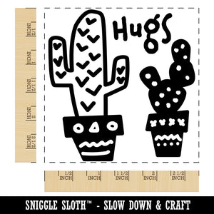 Cactus Hugs Doodle Square Rubber Stamp for Stamping Crafting