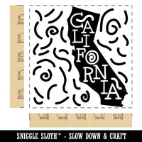 California State with Text Swirls Square Rubber Stamp for Stamping Crafting