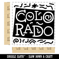 Colorado State with Text Swirls Square Rubber Stamp for Stamping Crafting