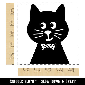 Fancy Cat with Bow Tie Square Rubber Stamp for Stamping Crafting