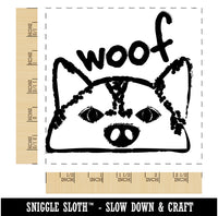 Husky Face Dog Woof Sketch Square Rubber Stamp for Stamping Crafting