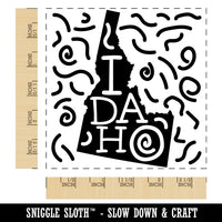 Idaho State with Text Swirls Square Rubber Stamp for Stamping Crafting