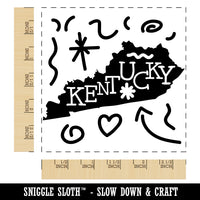 Kentucky State with Text Swirls Square Rubber Stamp for Stamping Crafting