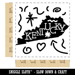 Kentucky State with Text Swirls Square Rubber Stamp for Stamping Crafting