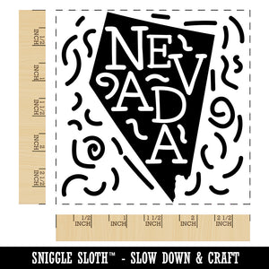 Nevada State with Text Swirls Square Rubber Stamp for Stamping Crafting