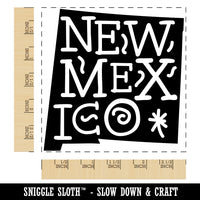 New Mexico State with Text Swirls Square Rubber Stamp for Stamping Crafting