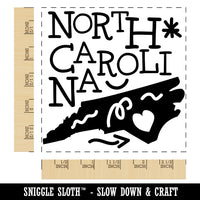 North Carolina State with Text Swirls Square Rubber Stamp for Stamping Crafting