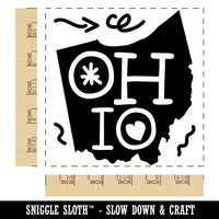 Ohio State with Text Swirls Square Rubber Stamp for Stamping Crafting