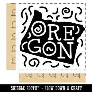 Oregon State with Text Swirls Square Rubber Stamp for Stamping Crafting